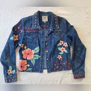 RARE Double D Ranch "West Of Colorado" Denim Jacket Sz S Womens